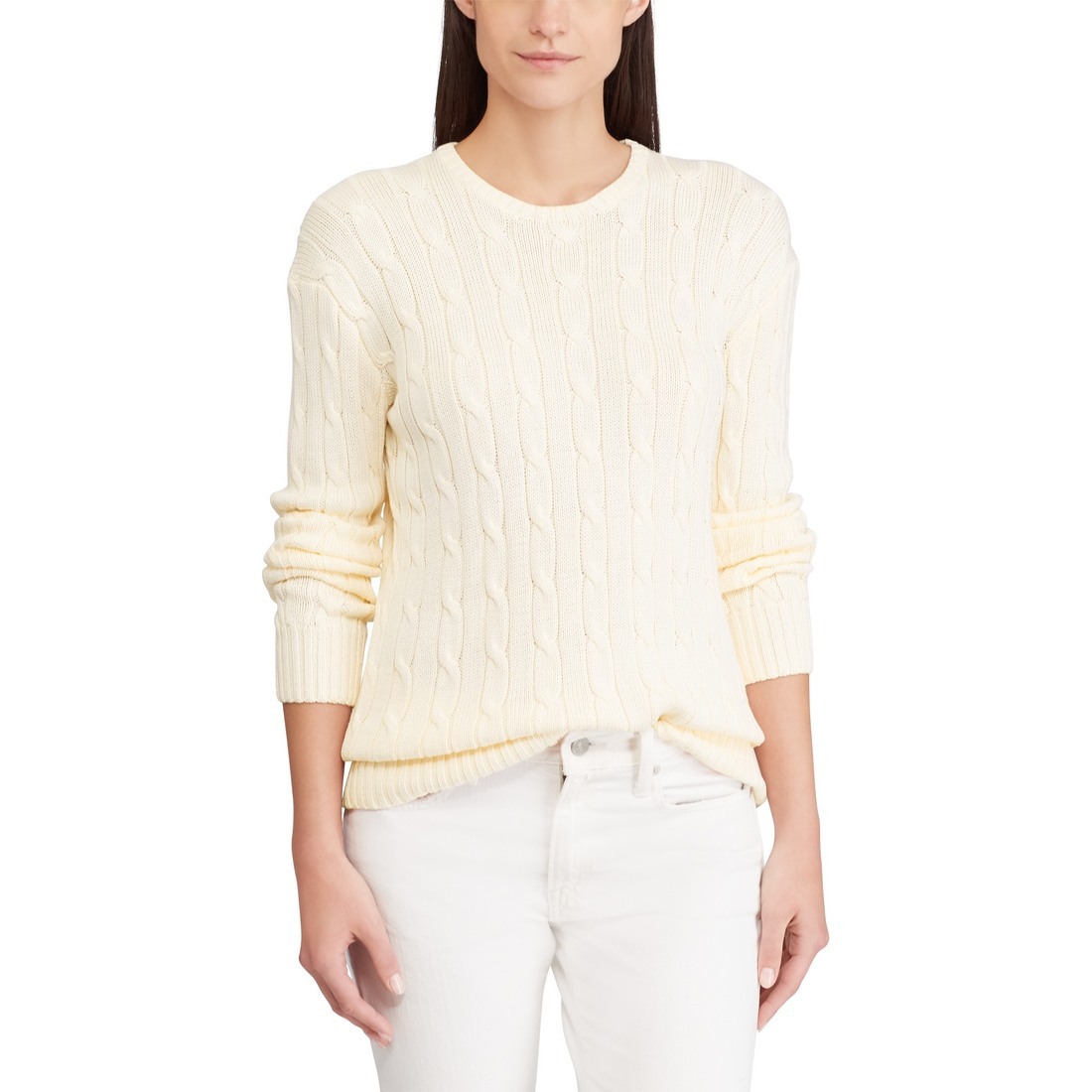 Lauren Ralph Lauren Women's Plus Monogram Cable-Knit Cotton Sweater (1X,  Indigo) 